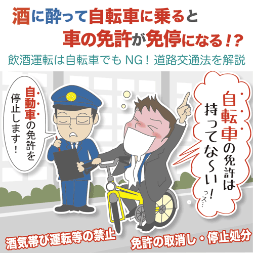 酒に酔って自転車に乗ると車の免許が免停になる！？  契約書の雛形 